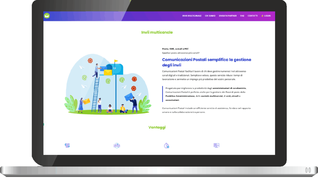 Realizzazione sito web per la promozione del servizio Comunicazioni Postali versione Laptop
