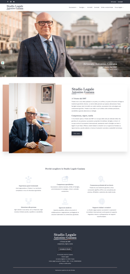 Realizzazione sito web Studio Legale di Antonino Guaiana, Avvocato di Trieste